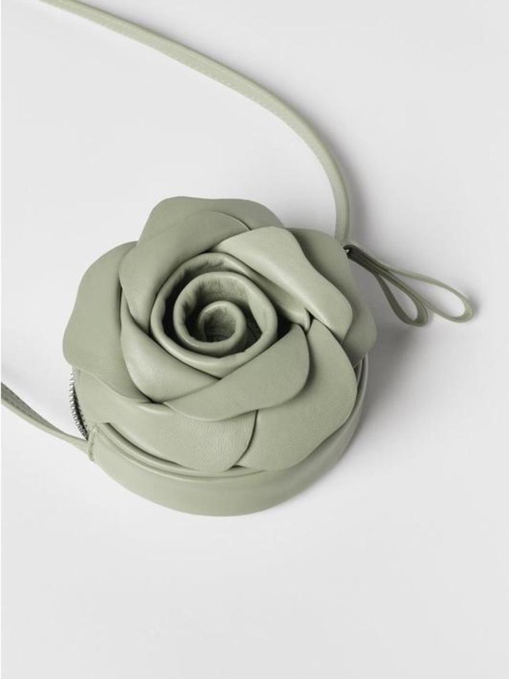 Zara 3D Rose Flower Crossbody Bag Sage Green